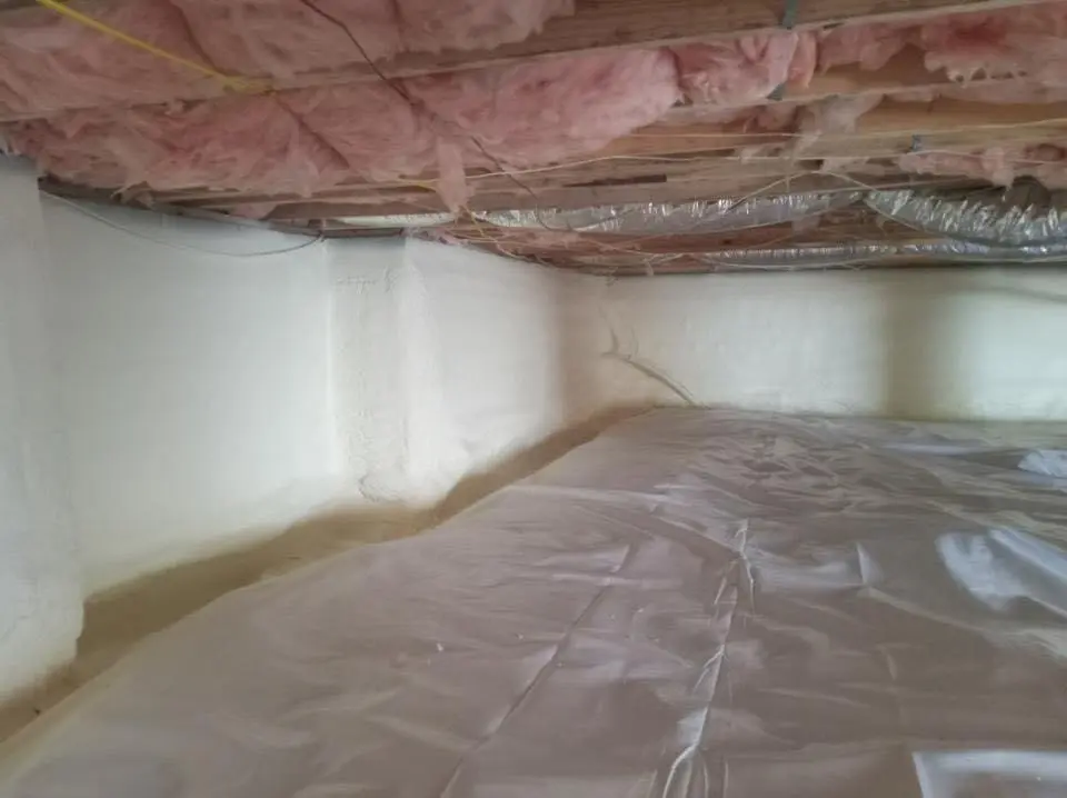 Crawl space encapsulation with closed-cell spray foam for Flat Roof Repair in Reminderville